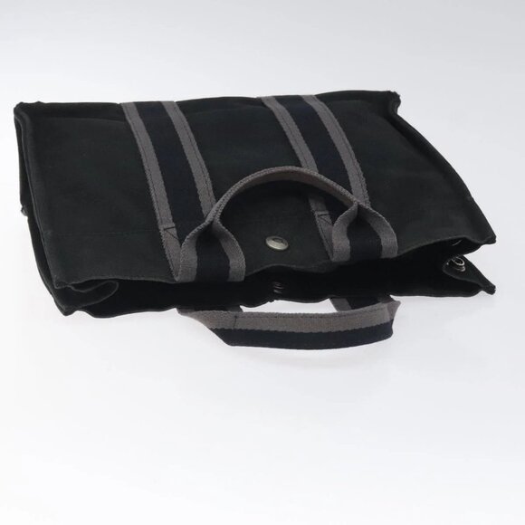 HERMES Fourre Tout PM Hand Bag Canvas Black Silver Auth bs24474 - Picture 7 of 16